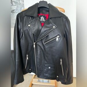 Scotch & Soda Black Leather Moto Jacket